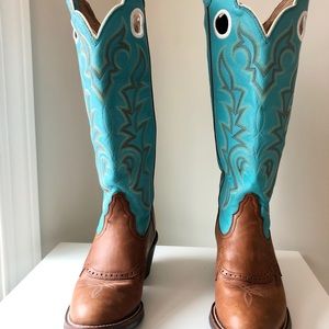 Tony Lama Turquoise and Brown Cowboy Boots